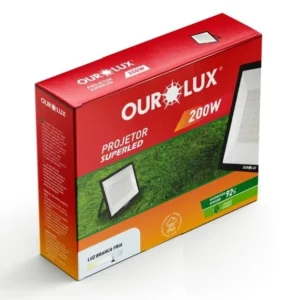 REFLETOR LED SLIM 200W BIV PRETO 6500K - OUROLUX